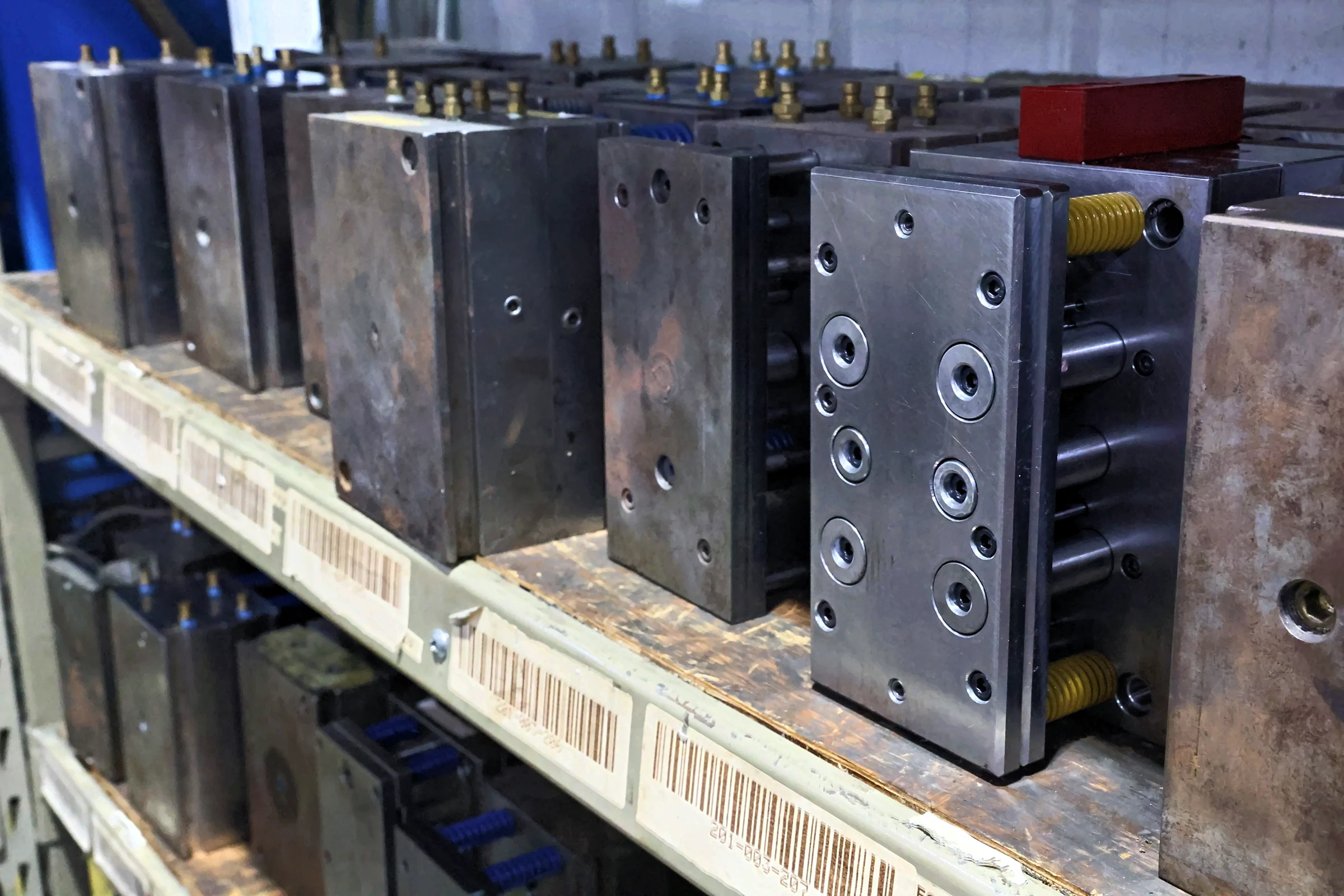Mold rack at Pioneer Plastics